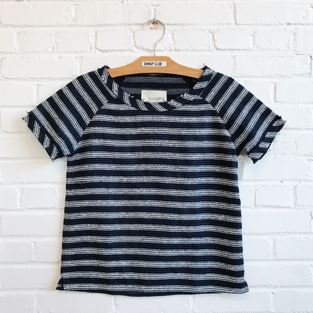 MAISON SCOTCH striped navy blue blouse structured